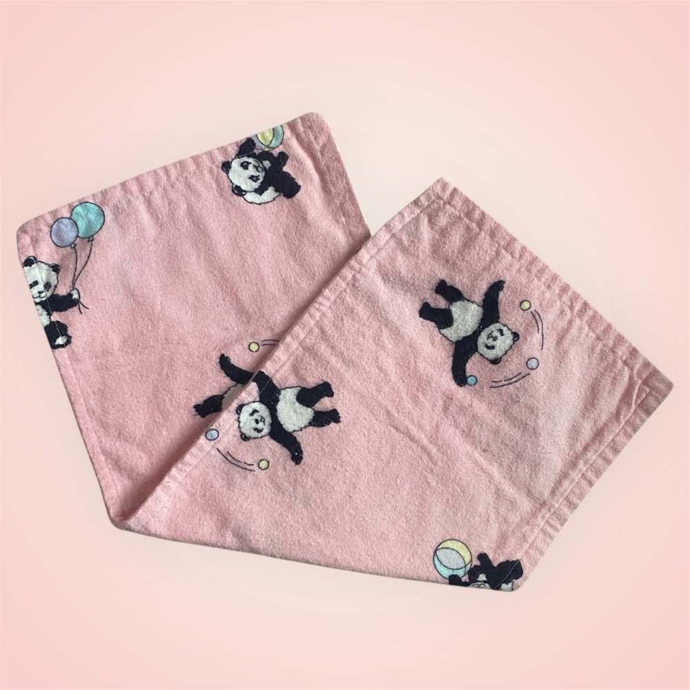 Handmade Baby Girl Pink Panda Print Flannel Burp Cloth